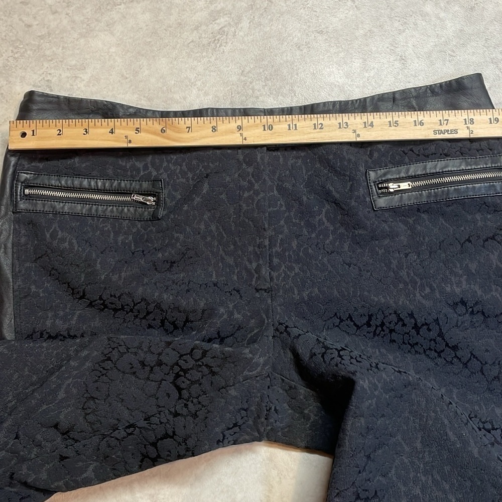 I love Ronson women’s black on black pants trousers faux leather trim. Size 16 - Picture 5 of 9